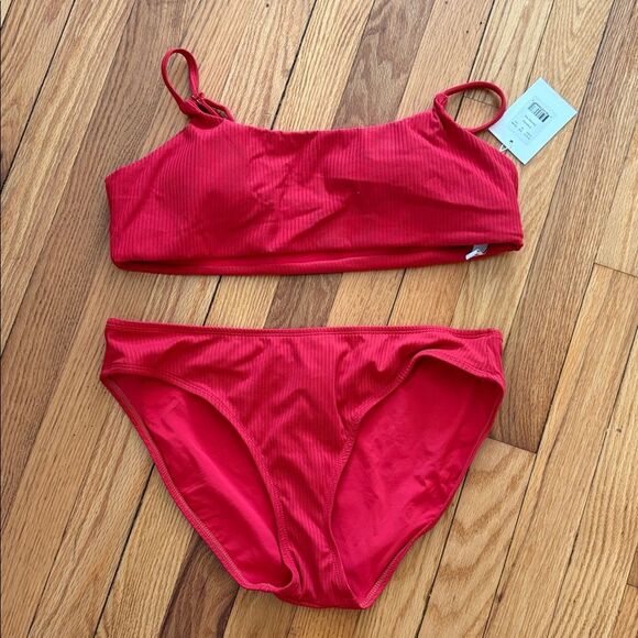 Andie x Mindy Bikini Set Maui Top Ribbed Swimsuit Flame Red size M NWT/NWOT - Picture 4 of 10
